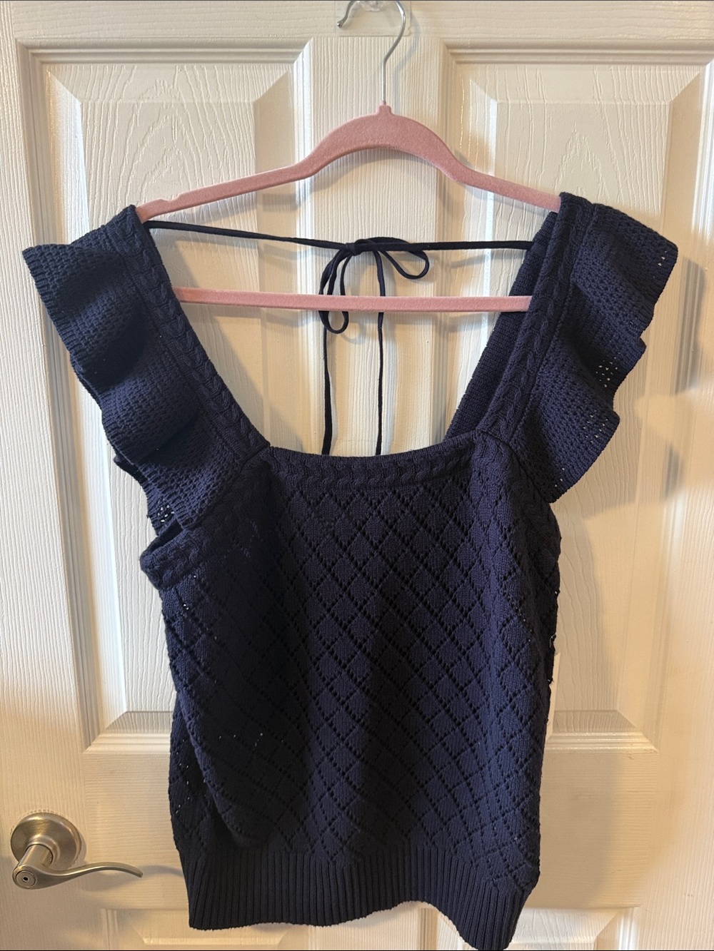 NWT-JUST IN TIME FOR FALL!! Ruffled Strap Knit Camisole - Navy